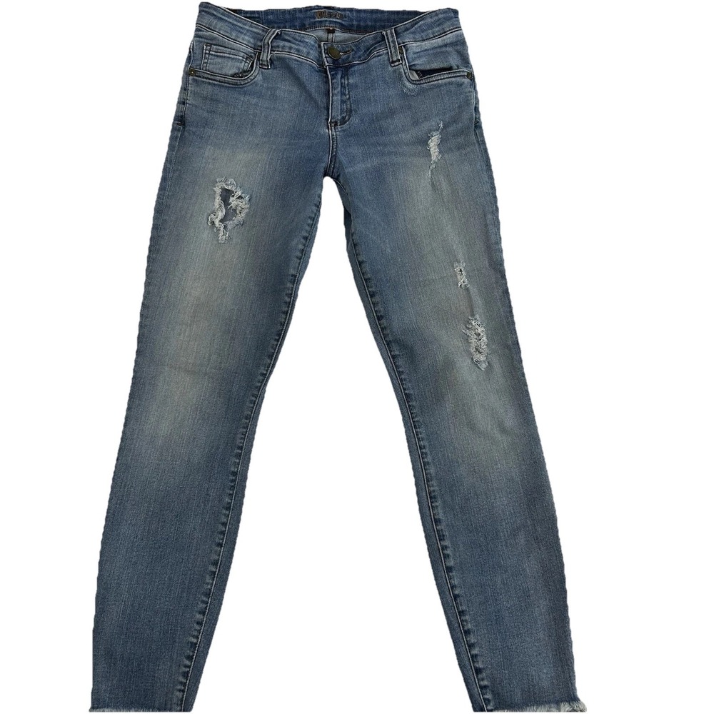 KUT From the Kloth Women's Size 8 Skinny jeans Distressed Stretch Denim‎ Ankle